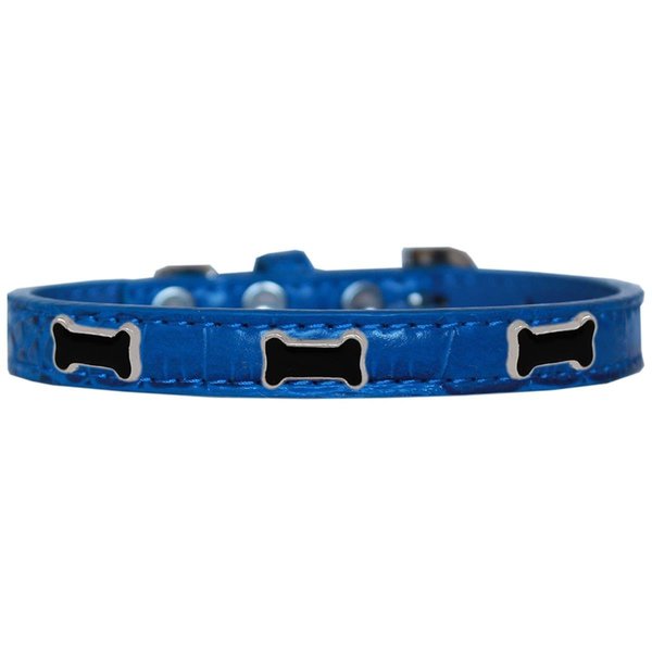 Mirage Pet Products Black Bone Widget Croc Dog CollarBlue Size 12 720-13 BLC12